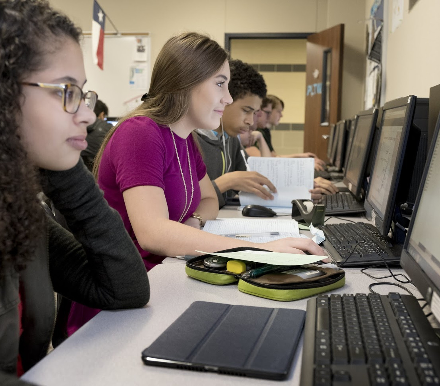 Students working on computers